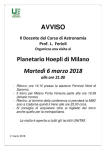 Visita al Planetario Hoepli di Milano
